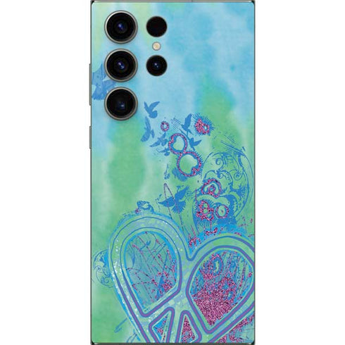 Liquid Blue Tie Dye Peace Heart Galaxy S25 Ultra Skin