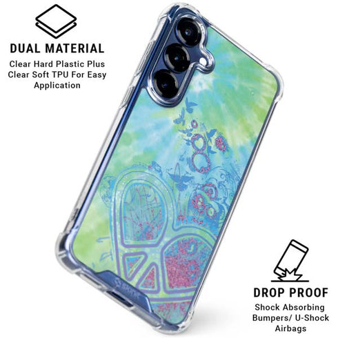 Liquid Blue Tie Dye Peace Heart Galaxy S25 Plus Clear Case