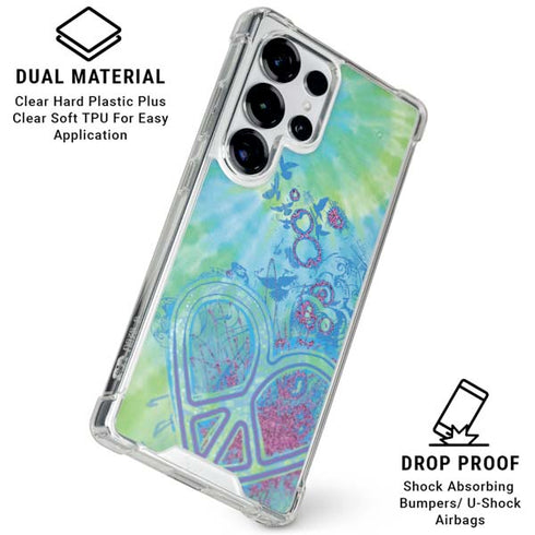 Liquid Blue Tie Dye Peace Heart Galaxy S25 Ultra Clear Case