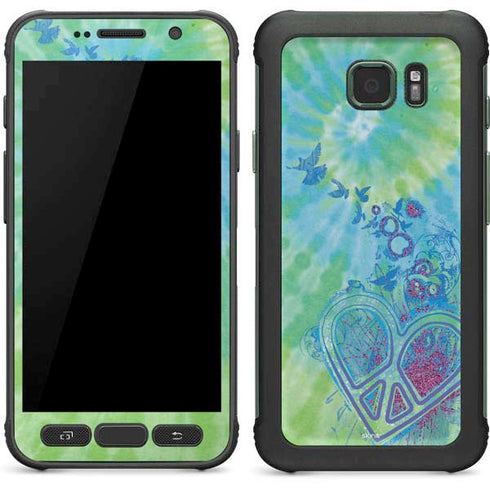Liquid Blue Tie Dye Peace Heart Galaxy S7 Active Skin