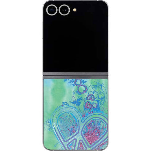 Liquid Blue Tie Dye Peace Heart Galaxy Z Flip6 Skin