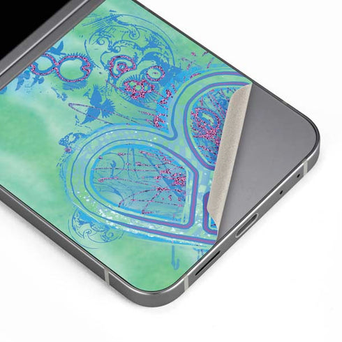 Liquid Blue Tie Dye Peace Heart Galaxy Z Flip6 Skin