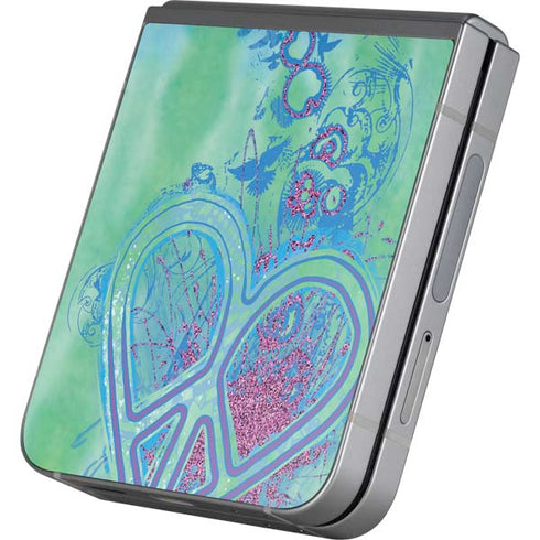 Liquid Blue Tie Dye Peace Heart Galaxy Z Flip6 Skin