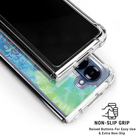 Liquid Blue Tie Dye Peace Heart Galaxy Z Fold6 Clear Case