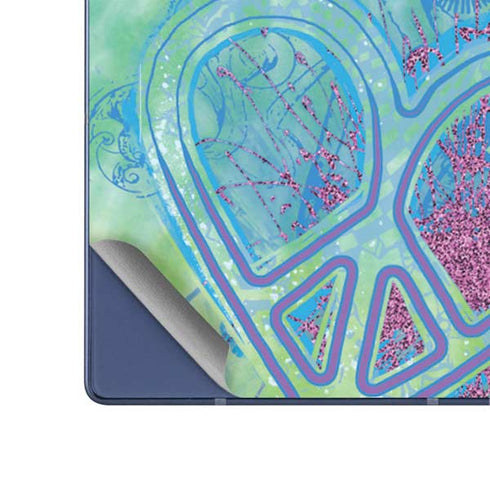 Liquid Blue Tie Dye Peace Heart Galaxy Z Fold6 Skin