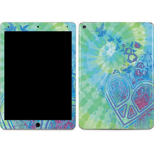Liquid Blue Tie Dye Peace Heart iPad Skins