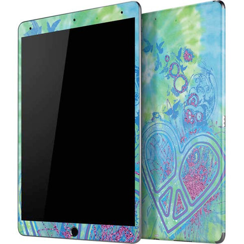Liquid Blue Tie Dye Peace Heart iPad Skins