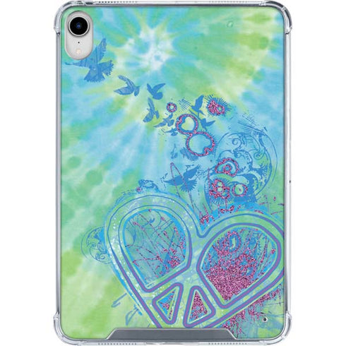 Liquid Blue Tie Dye Peace Heart iPad 11th Gen (2025) Clear Case