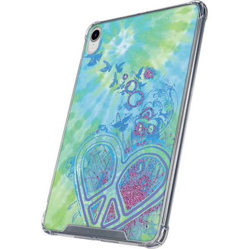 Liquid Blue Tie Dye Peace Heart iPad 11th Gen (2025) Clear Case