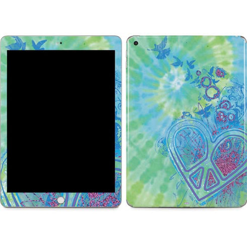 Liquid Blue Tie Dye Peace Heart Apple iPad Skin
