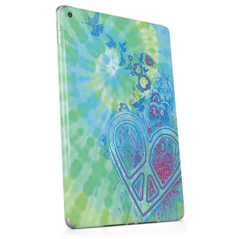 Liquid Blue Tie Dye Peace Heart Apple iPad Skin