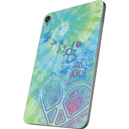 Liquid Blue Tie Dye Peace Heart Apple iPad Mini Skin