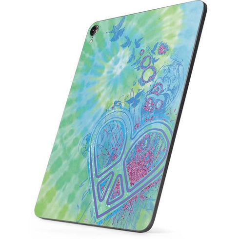 Liquid Blue Tie Dye Peace Heart Apple iPad Pro Skin