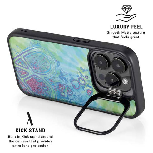 Liquid Blue Tie Dye Peace Heart iPhone 13 Pro Kickstand Case