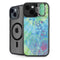Liquid Blue Tie Dye Peace Heart iPhone 14 Kickstand Case