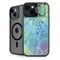 Liquid Blue Tie Dye Peace Heart iPhone 14 Plus Kickstand Case