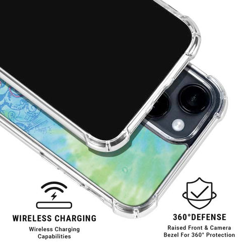 Liquid Blue Tie Dye Peace Heart iPhone 15 Clear Case