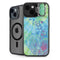 Liquid Blue Tie Dye Peace Heart iPhone 15 Kickstand Case