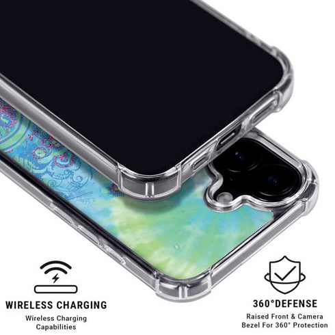 Liquid Blue Tie Dye Peace Heart iPhone 16 MagSafe Case