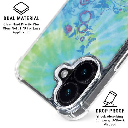 Liquid Blue Tie Dye Peace Heart iPhone 16 MagSafe Case