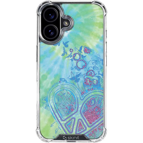 Liquid Blue Tie Dye Peace Heart iPhone 16 Plus Clear Case