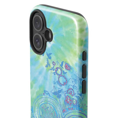 Liquid Blue Tie Dye Peace Heart iPhone 16 Plus Impact Case