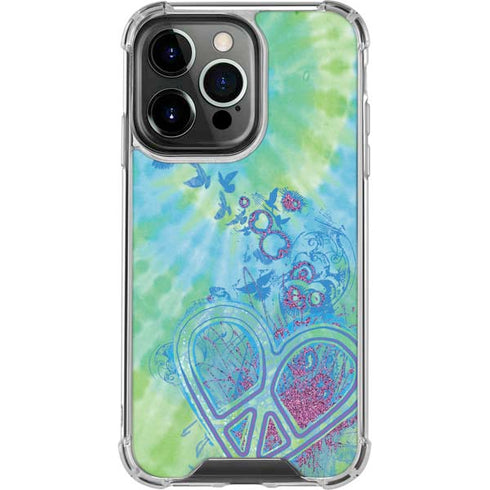 Liquid Blue Tie Dye Peace Heart iPhone 16 Pro Clear Case