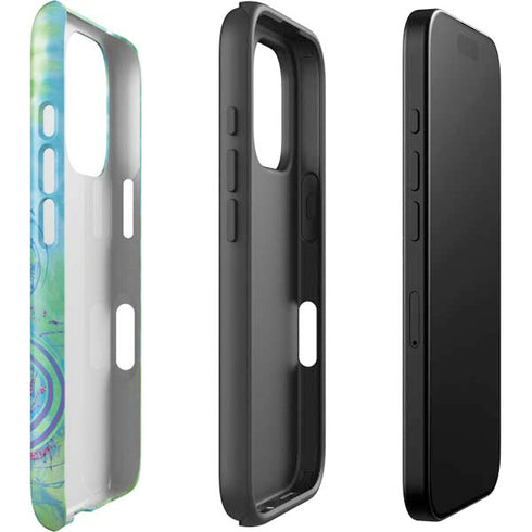 Liquid Blue Tie Dye Peace Heart iPhone 16 Pro Impact Case