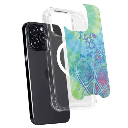Liquid Blue Tie Dye Peace Heart iPhone 16 Pro MagSafe Case