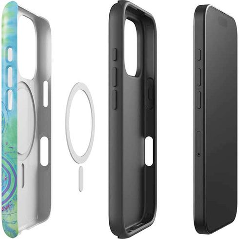 Liquid Blue Tie Dye Peace Heart iPhone 16 Pro Magsafe Impact Case