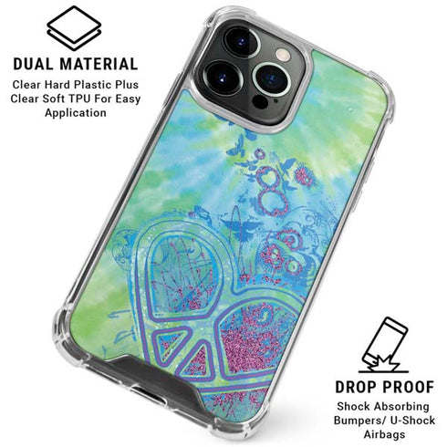 Liquid Blue Tie Dye Peace Heart iPhone 16 Pro Max Clear Case