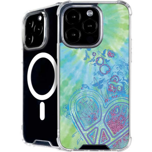 Liquid Blue Tie Dye Peace Heart iPhone 16 Pro Max MagSafe Case