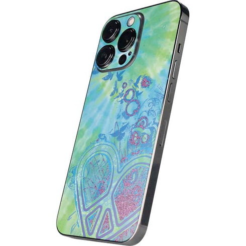Liquid Blue Tie Dye Peace Heart iPhone 16 Pro Skin