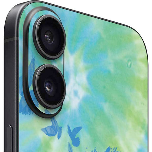 Liquid Blue Tie Dye Peace Heart iPhone 16 Skin