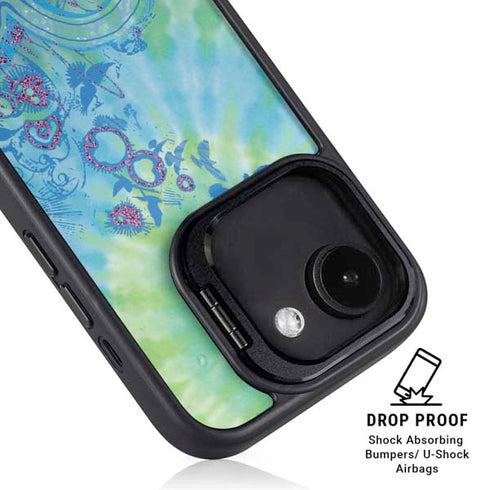 Liquid Blue Tie Dye Peace Heart iPhone 16e Kickstand Case