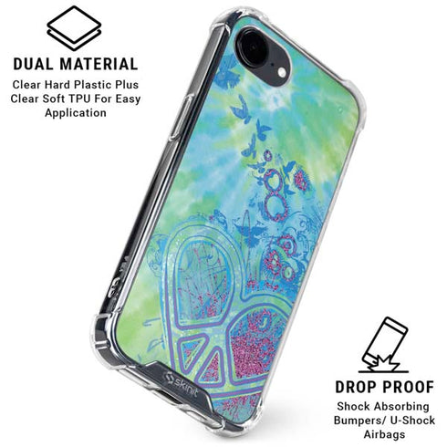 Liquid Blue Tie Dye Peace Heart iPhone 16e Clear Case