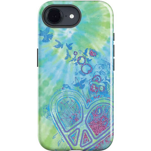 Liquid Blue Tie Dye Peace Heart iPhone 16e Impact Case