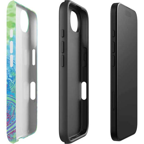 Liquid Blue Tie Dye Peace Heart iPhone 16e Impact Case