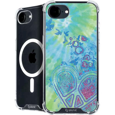 Liquid Blue Tie Dye Peace Heart iPhone 16e MagSafe Case