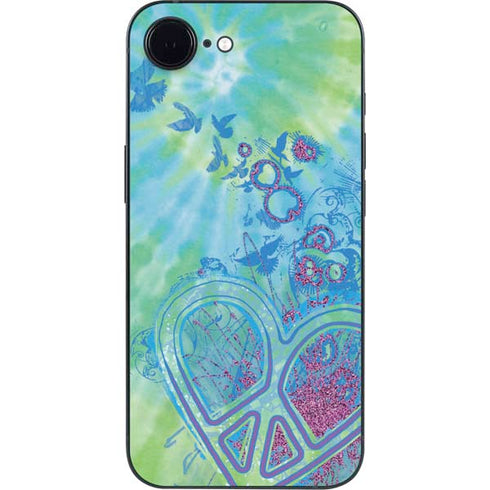 Liquid Blue Tie Dye Peace Heart iPhone 16e Skin