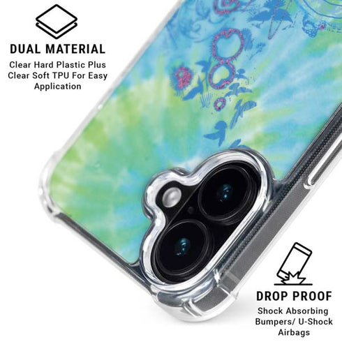 Liquid Blue Tie Dye Peace Heart iPhone 17 Clear Case