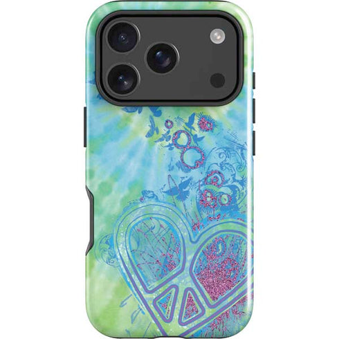 Liquid Blue Tie Dye Peace Heart iPhone 18 Pro Impact Case
