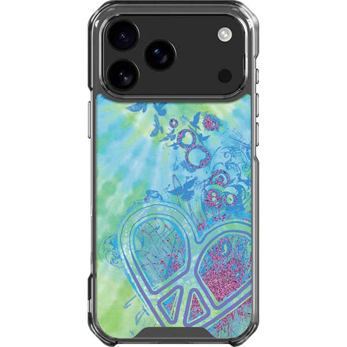 Liquid Blue Tie Dye Peace Heart iPhone 18 Pro Max Clear Case