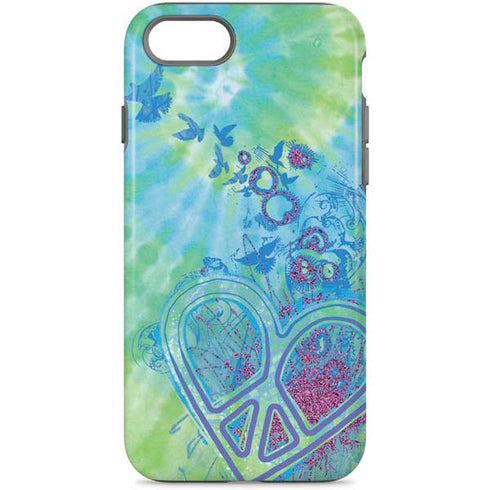 Liquid Blue Tie Dye Peace Heart iPhone Cases
