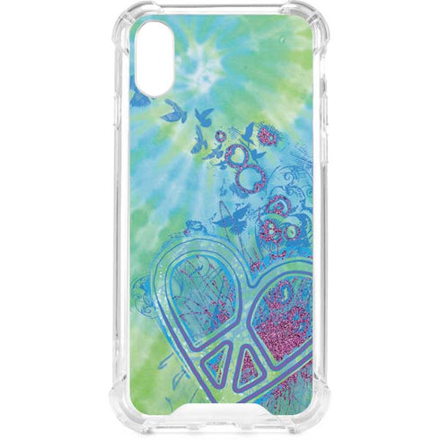 Liquid Blue Tie Dye Peace Heart iPhone XS Clear Case