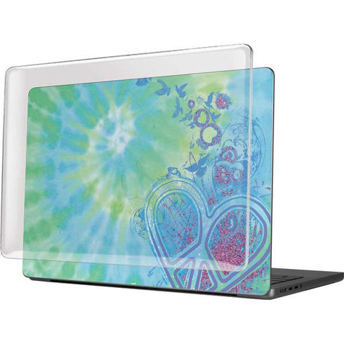Liquid Blue Tie Dye Peace Heart MacBook Pro 14in (2021-24) Case plus Skin