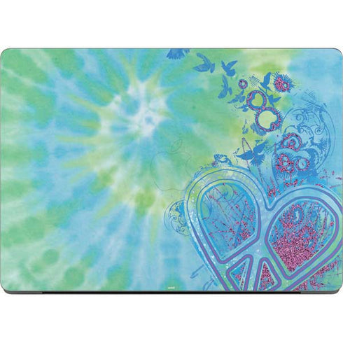 Liquid Blue Tie Dye Peace Heart Apple MacBook Pro 14-inch Skin