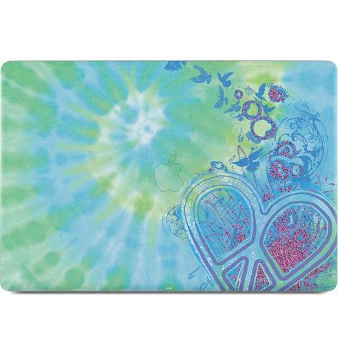 Liquid Blue Tie Dye Peace Heart MacBook Skins