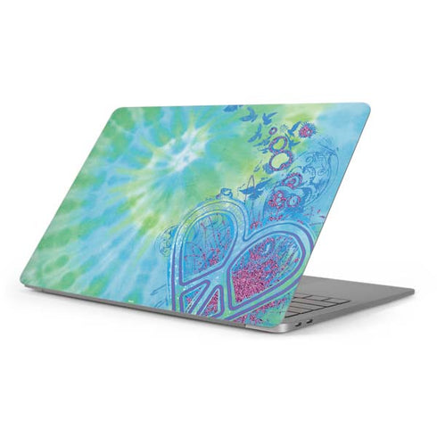 Liquid Blue Tie Dye Peace Heart Apple MacBook Pro 16-inch Skin