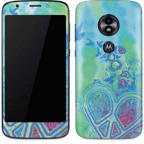 Liquid Blue Tie Dye Peace Heart Moto E5 Play Skin